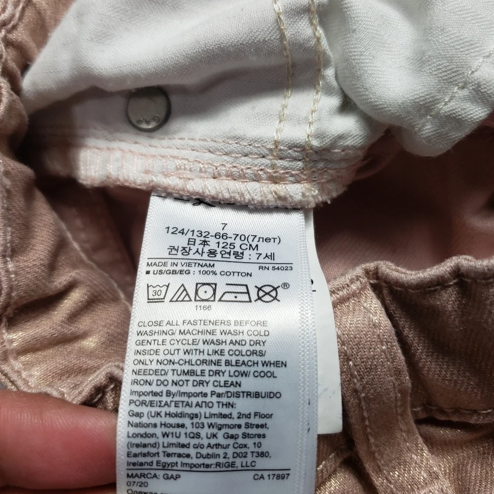 gap denim girls size 7 pink shiny skirt adjustable waist